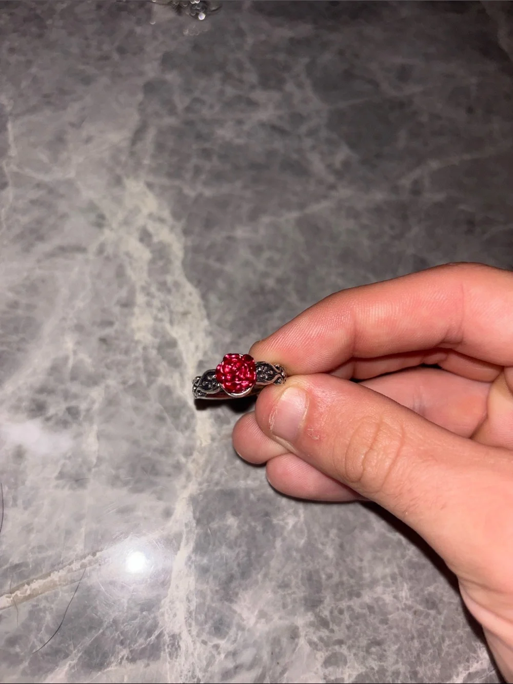 Silver Ring with Pink Gemstone - Elegant Women's Jewelry